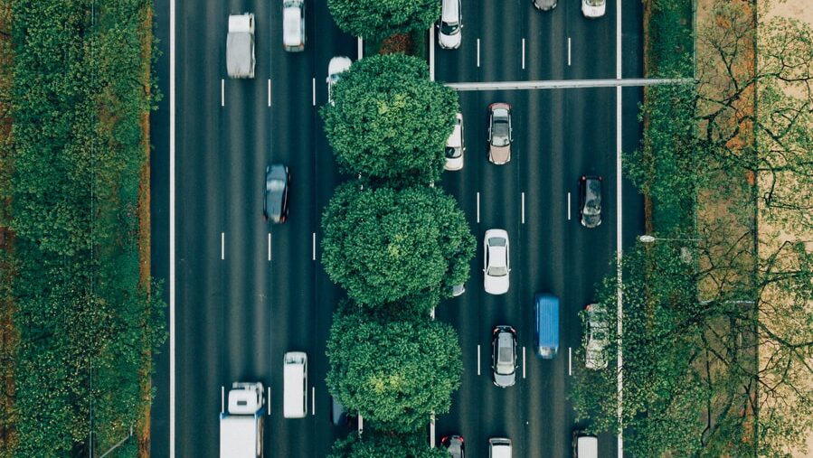 aerial photography of road with cars