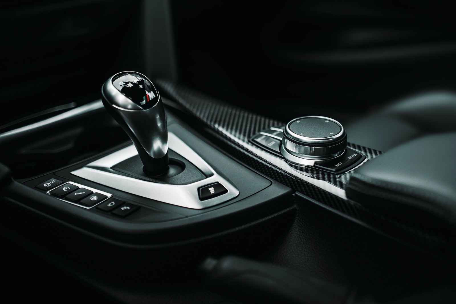 black and silver gear shift lever