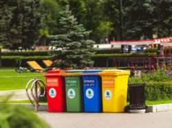 Assorted Color Plastic Trash Bins