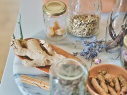 clear glass jar with white powder inside