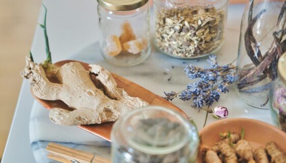clear glass jar with white powder inside