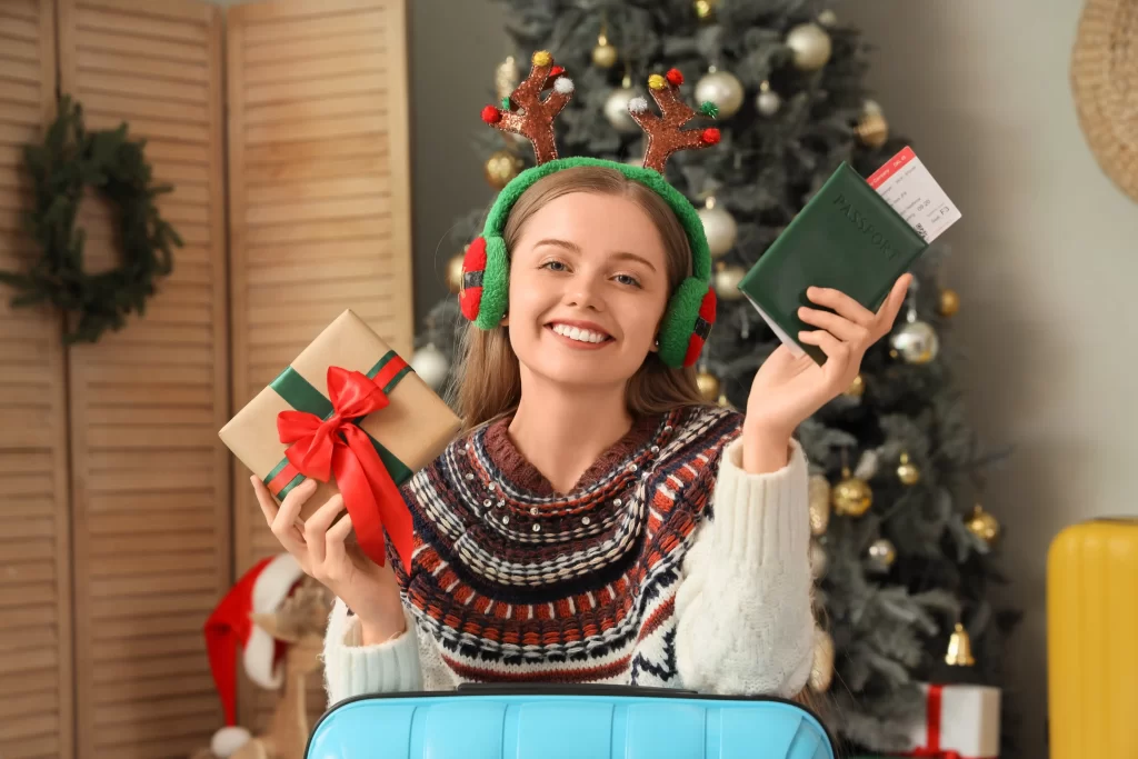 dívka dostala k Vánocům letenky