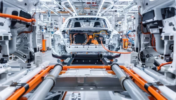 Fotografie z automobilky - výroba auta v procesu