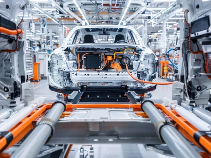 Fotografie z automobilky - výroba auta v procesu