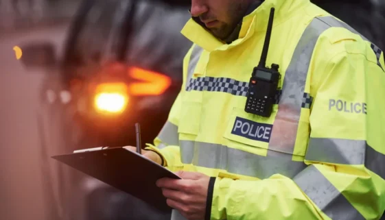 Policista při silniční kontrole