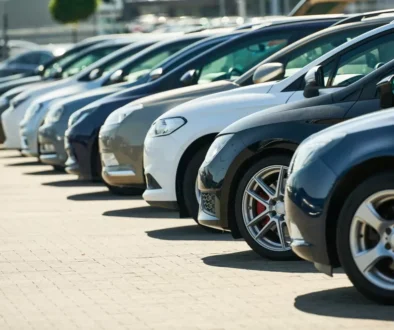 autobazar - auta seřazena v řadě