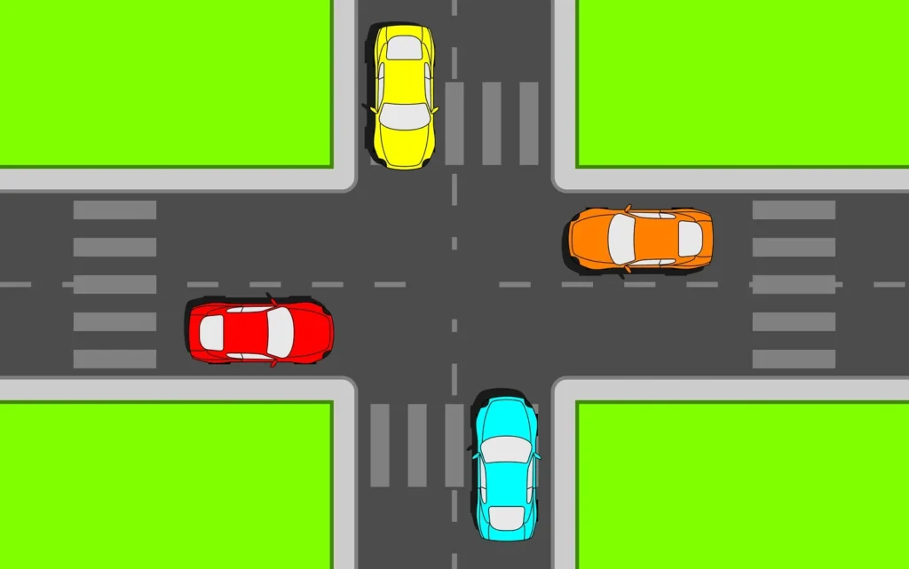 Kvíz vozidla na křižovatce ilustrace