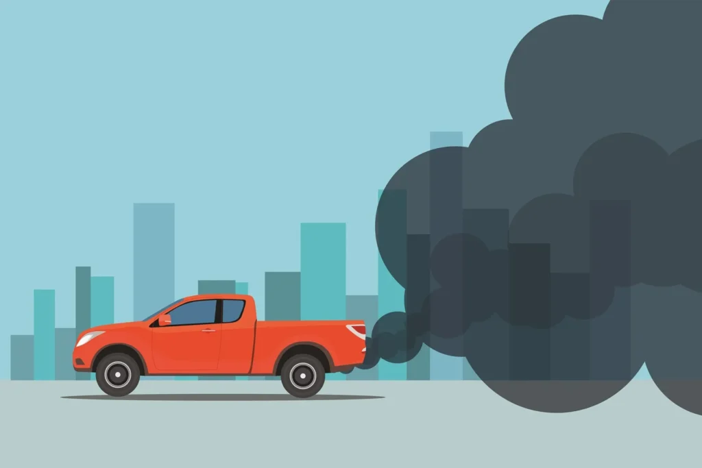 Auto smog z výfuku ilustrace