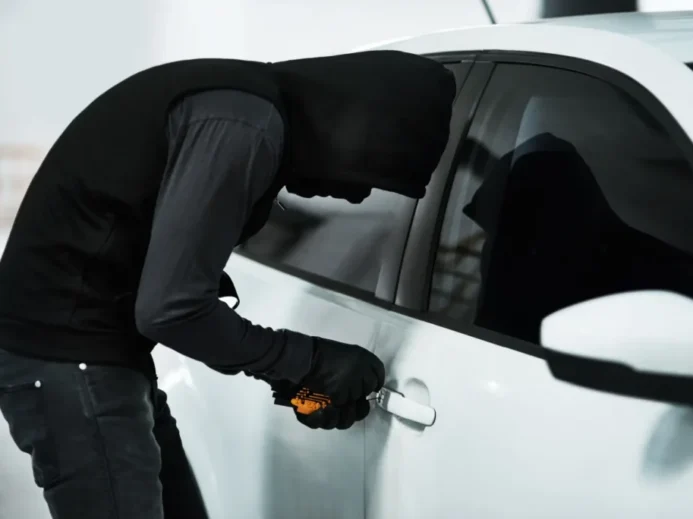 Lupič v černém krade auto