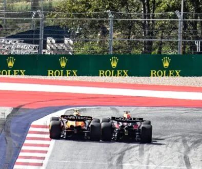 Battle between Max Verstappen, Red Bull and Lando Norris, Mclaren