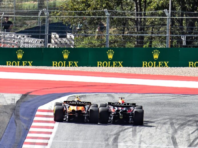 Battle between Max Verstappen, Red Bull and Lando Norris, Mclaren